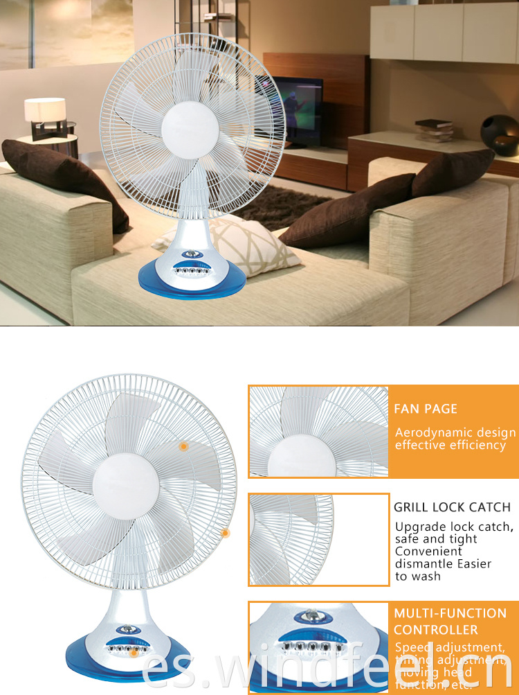 220V Foshan Buena Marca Mesa Ventilador Dormitorio 5 Blade White White Tabla Oscilating Fans